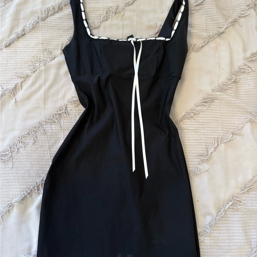 Windsor Black Mini Dress with White Details